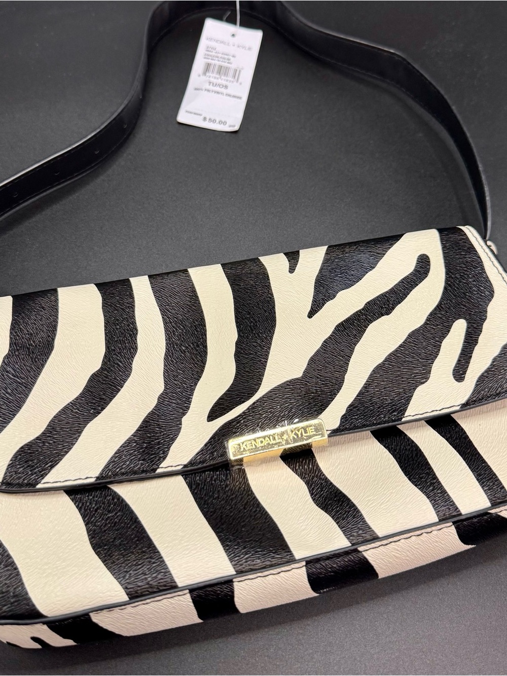 Kendall & Kylie Jenner Black Zebra-Print Shoulder Bag NWT!!!